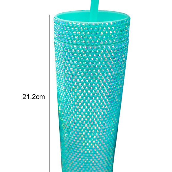 Turquoise Rhinestone Straw Cup - Picture 9 of 9